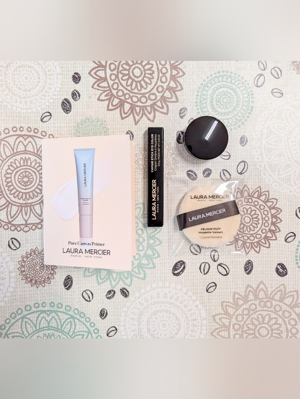 Laura Mercier Makeup Bundle 4pc - Powder, Primer & Caviar Stick Eye Color